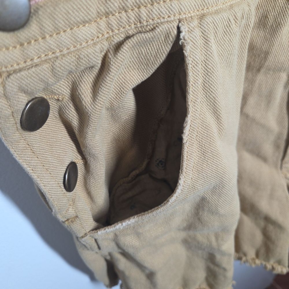 PILCRO by Anthropologie Shorts Romper Overalls 27 Khaki Mustard Summer fave! 90s - Picture 6 of 8